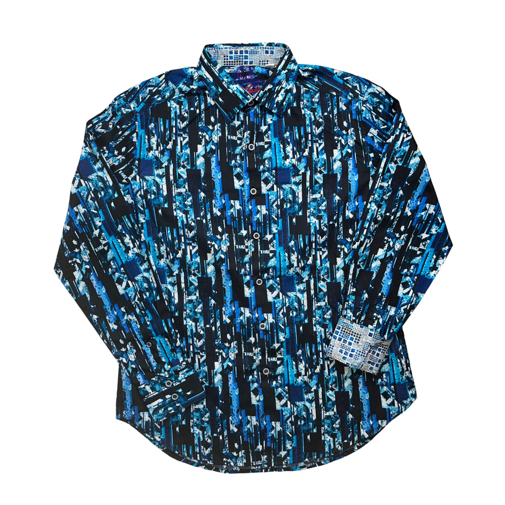 3-73 ROBERT GRAHAM Men's Collared Button Down Top Abstract Stripe XL